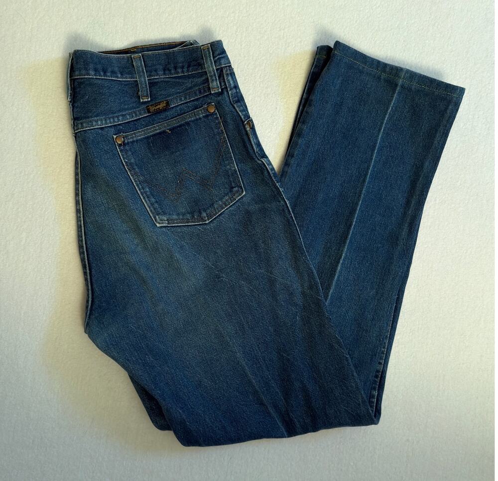 Vintage 80s Wrangler 13MWZ Cowboy Cut Denim Jeans Made in USA 36x36 (34x32)
